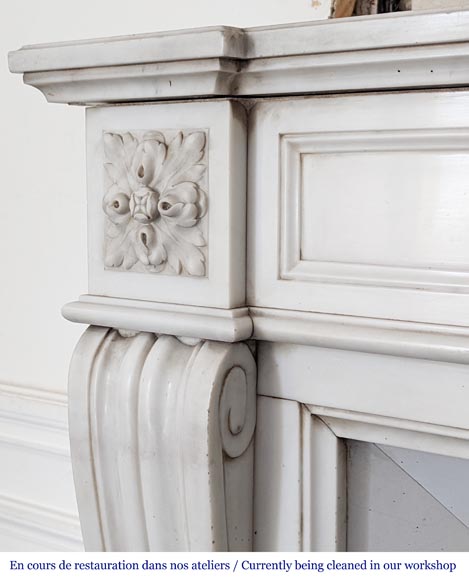 Louis XVI style mantel with moldings and curved console legs-3