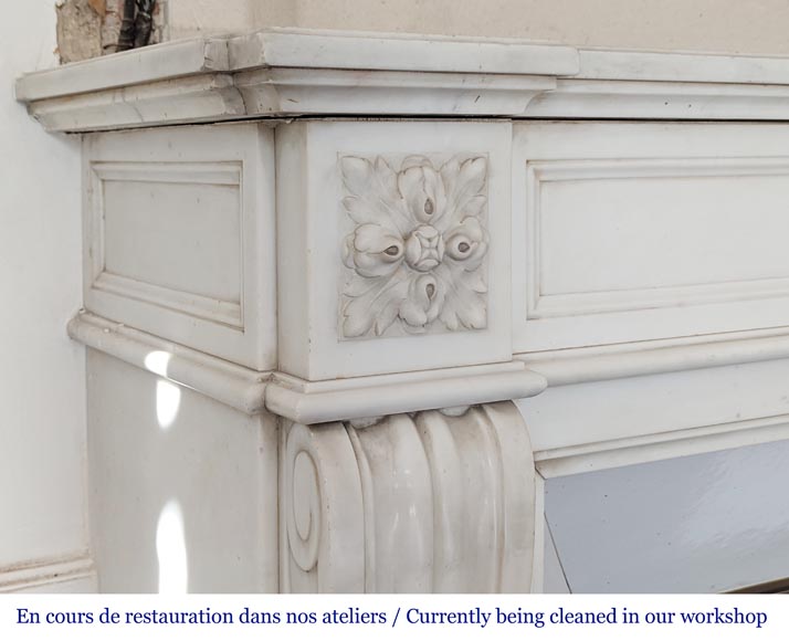 Louis XVI style mantel with moldings and curved console legs-4