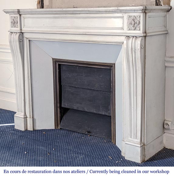 Louis XVI style mantel with moldings and curved console legs-6