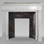 Small simple Louis XVI style Carrara marble mantel