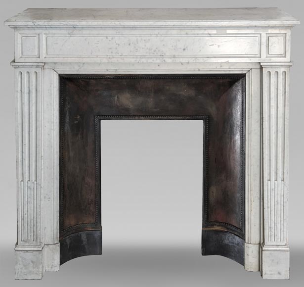 Small simple Louis XVI style Carrara marble mantel-0