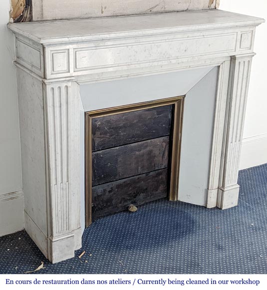 Small simple Louis XVI style Carrara marble mantel-2