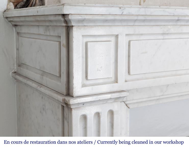 Small simple Louis XVI style Carrara marble mantel-3