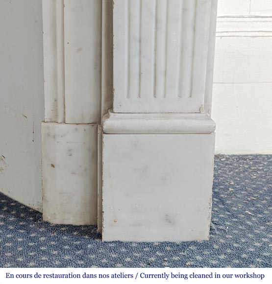 Small simple Louis XVI style Carrara marble mantel-7