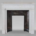 Small simple Louis XVI style mantel in Carrara marble