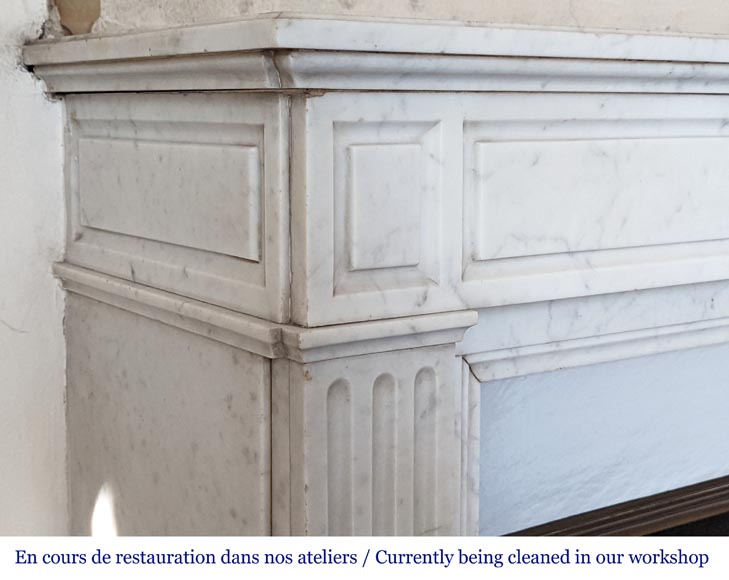 Small simple Louis XVI style mantel in Carrara marble-3