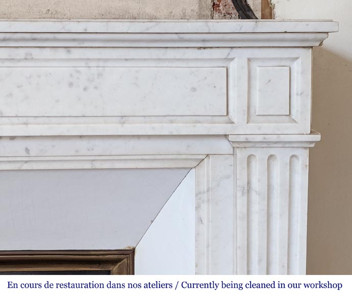 Small simple Louis XVI style mantel in Carrara marble-6