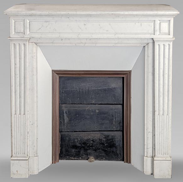Small Louis XVI style mantel in Carrara marble-0