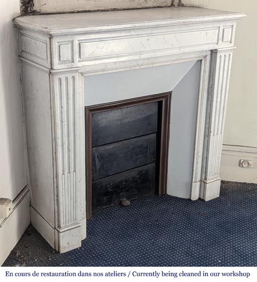 Small Louis XVI style mantel in Carrara marble-2