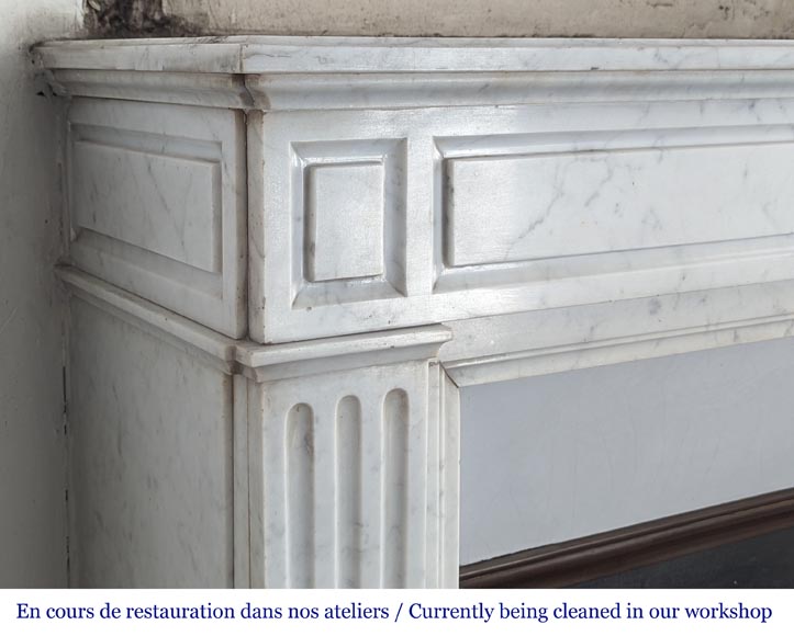 Small Louis XVI style mantel in Carrara marble-3