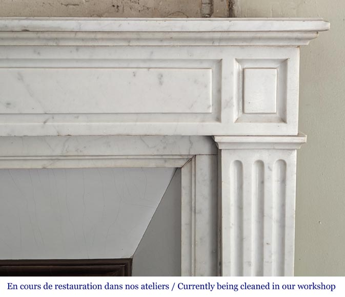Small Louis XVI style mantel in Carrara marble-6