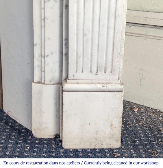 Small Louis XVI style mantel in Carrara marble-7