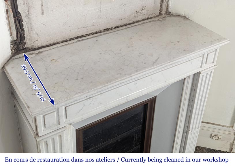 Small Louis XVI style mantel in Carrara marble-8