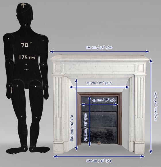 Small Louis XVI style mantel in Carrara marble-9
