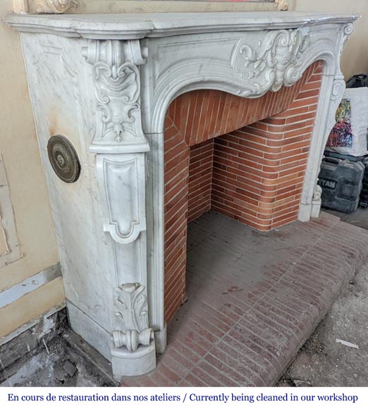 Large Louis XV style Carrara marble mantel with rich decoration-4