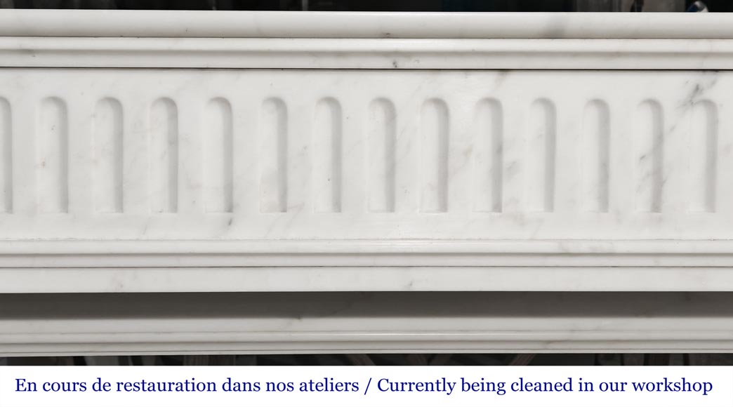 Louis XVI style fireplace in Carrara marble, with detached columns-1