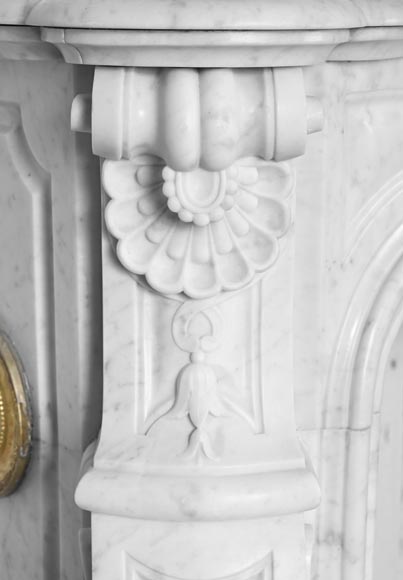 Louis XV style Carrara marble fireplace with floral decoration-5