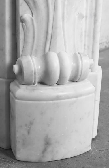 Louis XV style Carrara marble fireplace with floral decoration-6