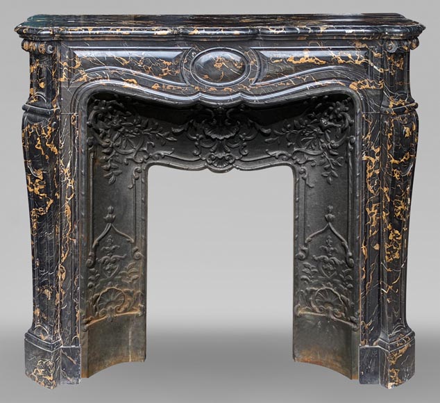 Louis XV style mantel with Portor marble-0