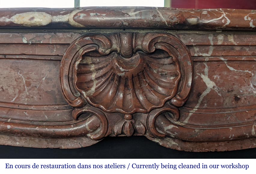Louis XV period mantel in Nothern Red marble-1