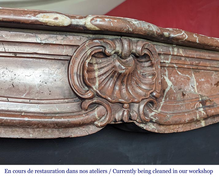 Louis XV period mantel in Nothern Red marble-2