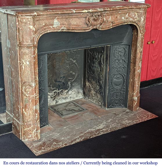 Louis XV period mantel in Nothern Red marble-3