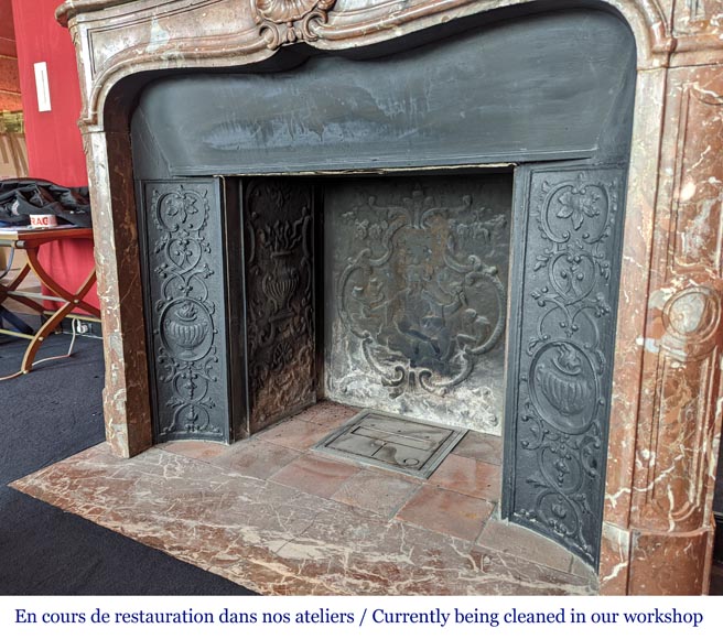 Louis XV period mantel in Nothern Red marble-11