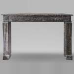 Grey Sainte Anne marble mantel with flowers and carved rosettes from the Louis XVI period