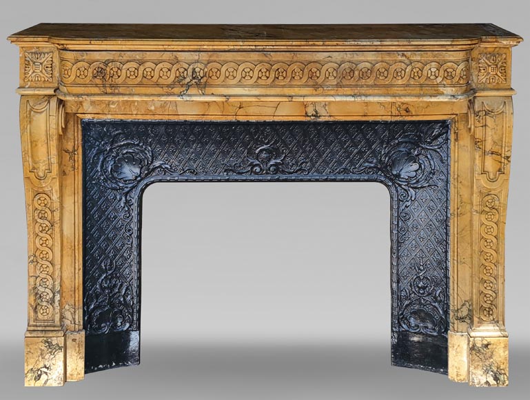 Louis XVI style mantel adorned with interlacing flowers in Sienna Brocatelle.-0