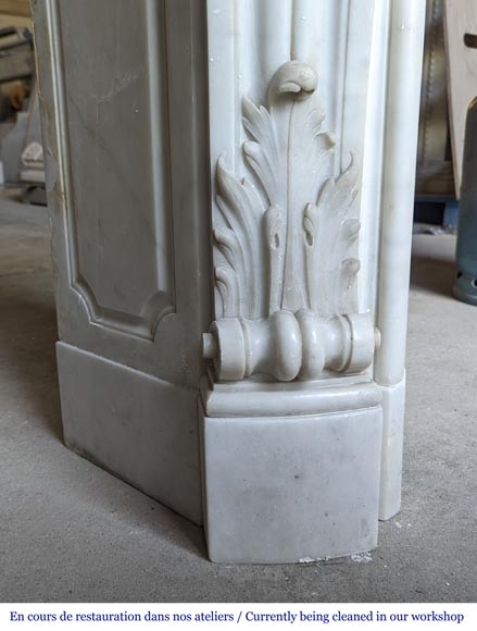 Louis XV style Carrara marble mantel with carved floral décor-8
