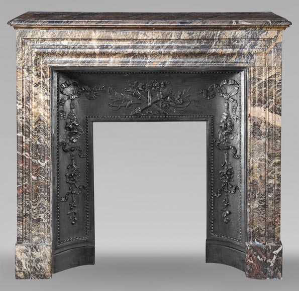 Louis XIV style mantel in Gris de Caunes marble-0