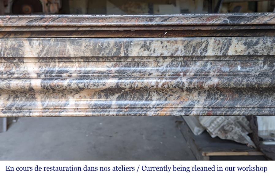Louis XIV style mantel in Gris de Caunes marble-1