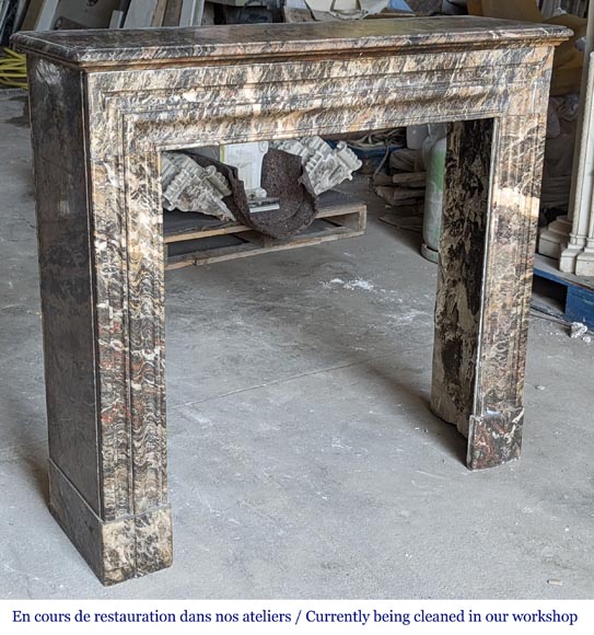 Louis XIV style mantel in Gris de Caunes marble-2