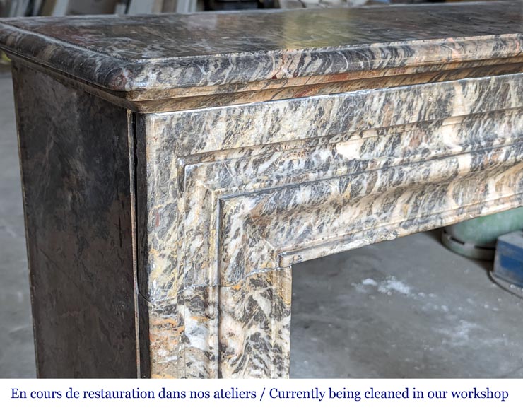 Louis XIV style mantel in Gris de Caunes marble-3
