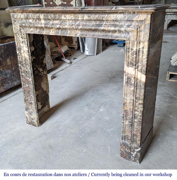 Louis XIV style mantel in Gris de Caunes marble-5
