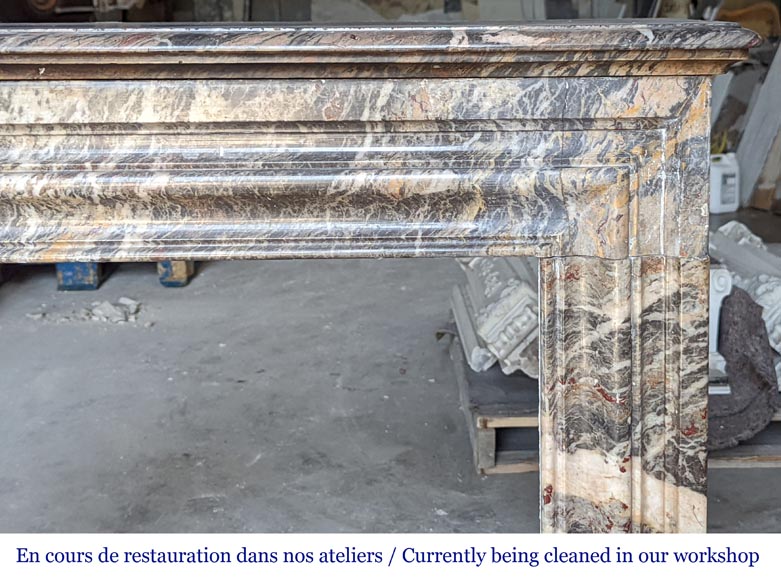 Louis XIV style mantel in Gris de Caunes marble-6