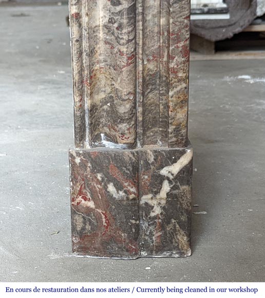 Louis XIV style mantel in Gris de Caunes marble-7