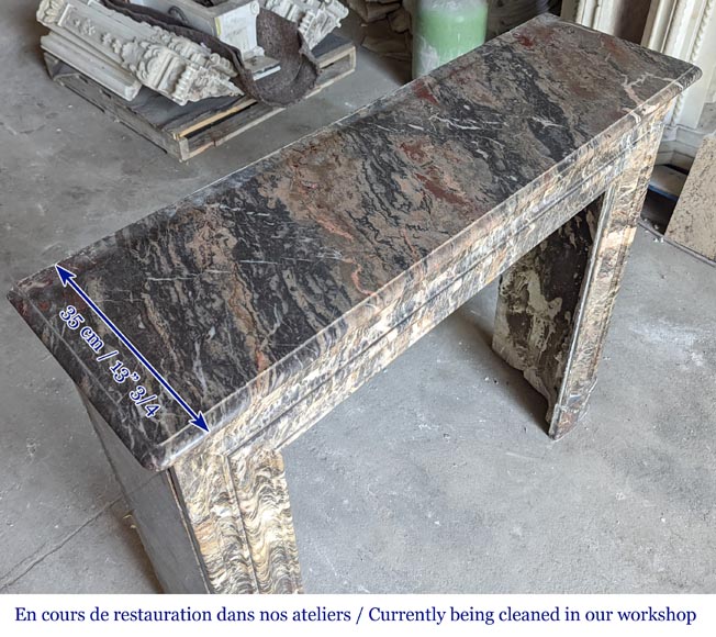 Louis XIV style mantel in Gris de Caunes marble-8