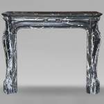 Black Marquina marble Pompadour mantel in the Louis XV style
