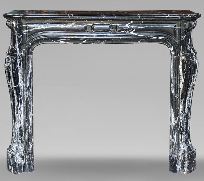 Black Marquina marble Pompadour mantel in the Louis XV style-0