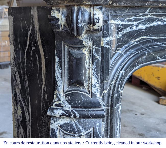 Black Marquina marble Pompadour mantel in the Louis XV style-3