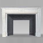 Louis XVI style mantel with rose and pearl décor in statuary marble