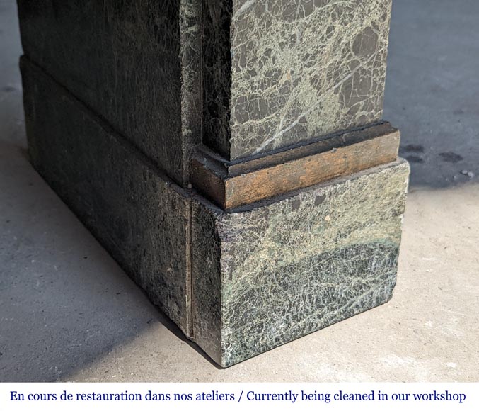 Empire style mantel decorated with bronzes, in Vert de Mer marble-5