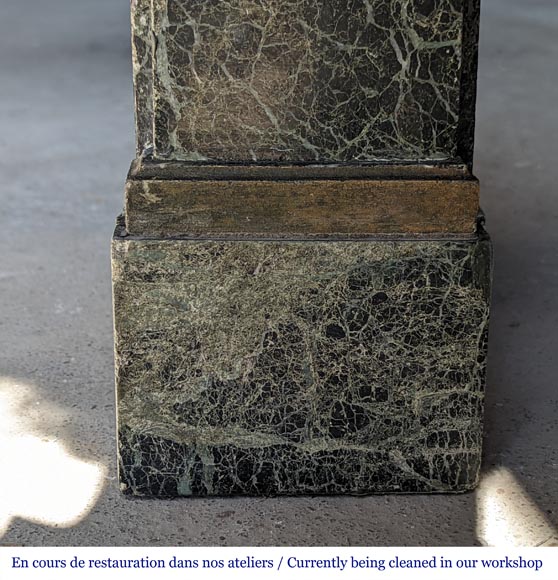 Empire style mantel decorated with bronzes, in Vert de Mer marble-9