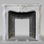 Louis XV style three shell mantel carved in Carrara marble