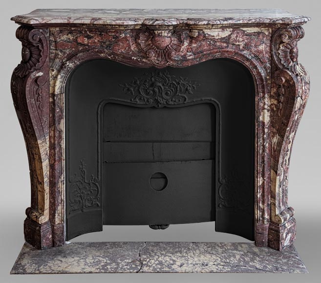 Napoleon III style Fleur de pêcher marble mantel-0