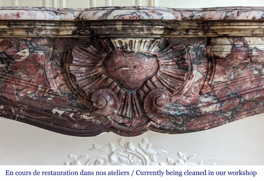 Napoleon III style Fleur de pêcher marble mantel-1