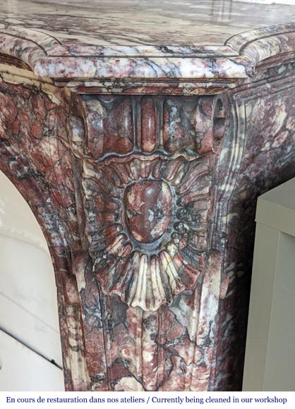 Napoleon III style Fleur de pêcher marble mantel-10