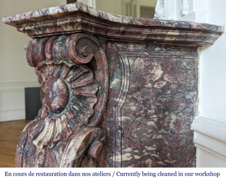 Napoleon III style Fleur de pêcher marble mantel-11