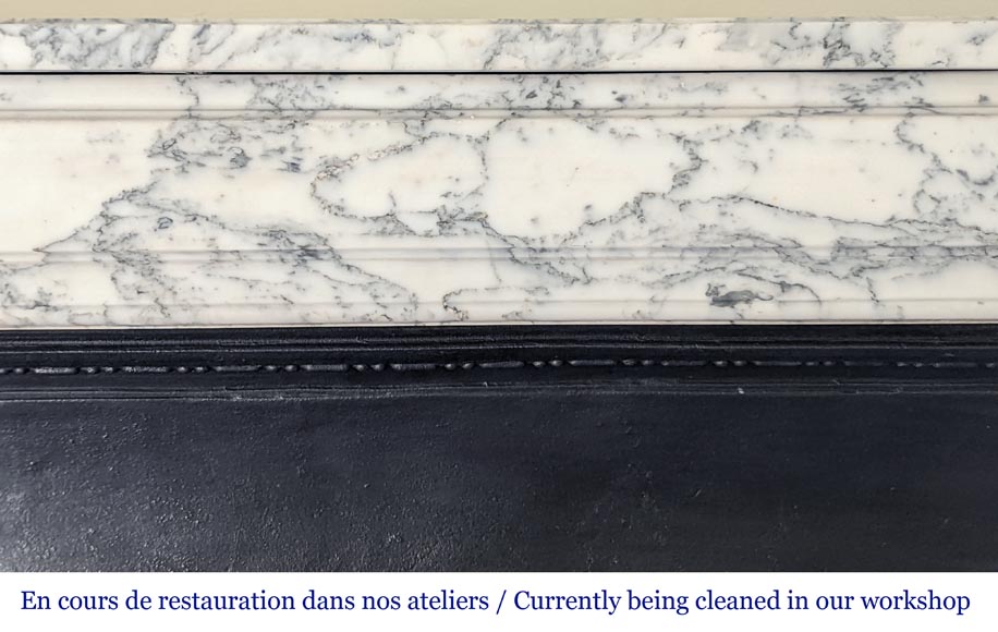Louis XVI style molded Arabescato marble mantel-1